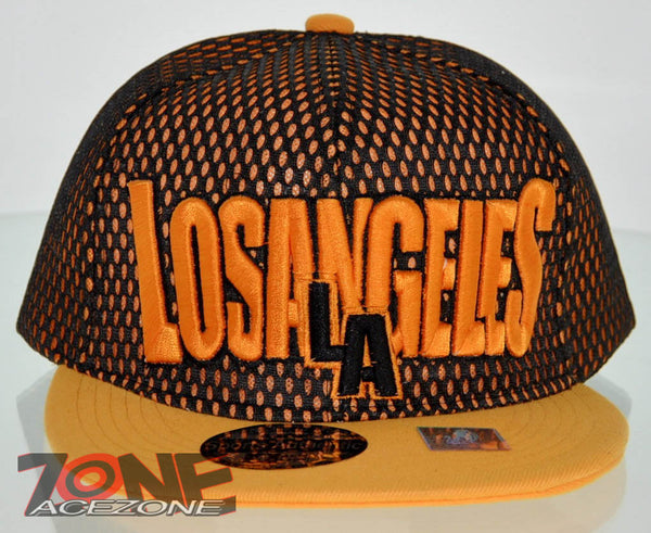 NEW! MESH FLAT BILL SNAPBACK BALL LOS ANGELES CALIFORNIA CAP HAT YELLOW