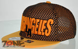 NEW! MESH FLAT BILL SNAPBACK BALL LOS ANGELES CALIFORNIA CAP HAT YELLOW