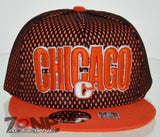 NEW! MESH FLAT BILL SNAPBACK BALL CHICAGO ILLINOIS CAP HAT ORANGE