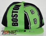 NEW! FLAT BILL SNAPBACK BALL US BOSTON MASSACHUSETTS CAP HAT N GREEN BLACK