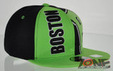 NEW! FLAT BILL SNAPBACK BALL US BOSTON MASSACHUSETTS CAP HAT N GREEN BLACK