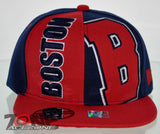 NEW! FLAT BILL SNAPBACK BALL US BOSTON MASSACHUSETTS CAP HAT RED NAVY