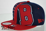 NEW! FLAT BILL SNAPBACK BALL US BOSTON MASSACHUSETTS CAP HAT RED NAVY
