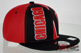 NEW! FLAT BILL SNAPBACK BALL US CHICAGO ILLINOIS CAP HAT BLACK RED
