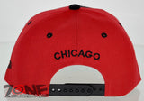 NEW! FLAT BILL SNAPBACK BALL US CHICAGO ILLINOIS CAP HAT BLACK RED