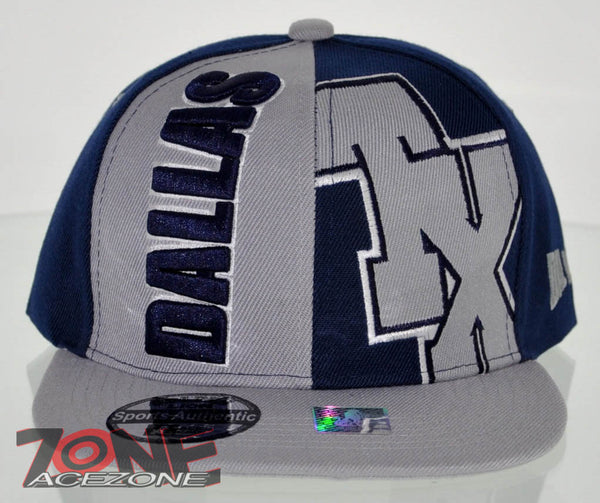 NEW! FLAT BILL SNAPBACK BALL US DALLAS TEXAS CAP HAT GRAY NAVY