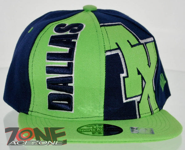 NEW! FLAT BILL SNAPBACK BALL US DALLAS TEXAS CAP HAT GREEN NAVY