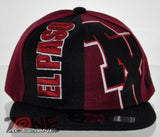 NEW! FLAT BILL SNAPBACK BALL US EL PASO TEXAS CAP HAT BLACK BURGUNDY