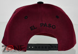 NEW! FLAT BILL SNAPBACK BALL US EL PASO TEXAS CAP HAT BLACK BURGUNDY