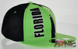 NEW! FLAT BILL SNAPBACK BALL US STATE FLORIDA CAP HAT GREEN BLACK