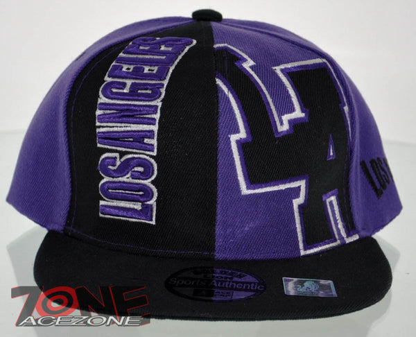 NEW! FLAT BILL SNAPBACK BALL US LOS ANGELES CALIFORNIA CAP HAT BLACK PURPLE