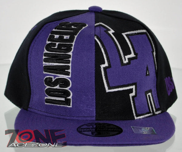 NEW! FLAT BILL SNAPBACK BALL US LOS ANGELES CALIFORNIA CAP HAT PURPLE BLACK