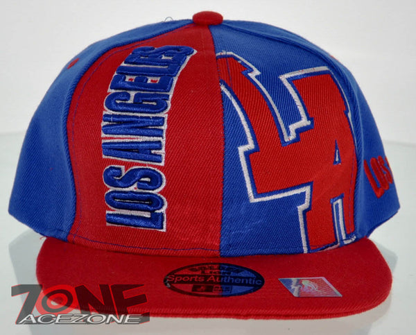 NEW! FLAT BILL SNAPBACK BALL US LOS ANGELES CALIFORNIA CAP HAT RED BLUE