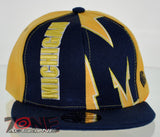 NEW! FLAT BILL SNAPBACK BALL US STATE MICHIGAN CAP HAT NAVY YELLOW