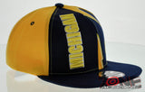 NEW! FLAT BILL SNAPBACK BALL US STATE MICHIGAN CAP HAT NAVY YELLOW