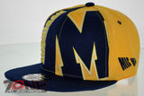 NEW! FLAT BILL SNAPBACK BALL US STATE MICHIGAN CAP HAT NAVY YELLOW