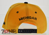 NEW! FLAT BILL SNAPBACK BALL US STATE MICHIGAN CAP HAT NAVY YELLOW