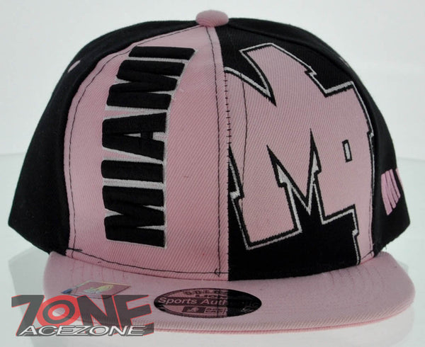 NEW! FLAT BILL SNAPBACK BALL US MIAMI FLORIDA CAP HAT PINK BLACK