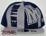 NEW! FLAT BILL SNAPBACK BALL US STATE NEW YORK CAP HAT GRAY NAVY