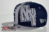 NEW! FLAT BILL SNAPBACK BALL US STATE NEW YORK CAP HAT GRAY NAVY