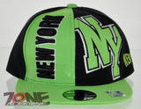 NEW! FLAT BILL SNAPBACK BALL US STATE NEW YORK CAP HAT GREEN BLACK