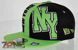 NEW! FLAT BILL SNAPBACK BALL US STATE NEW YORK CAP HAT GREEN BLACK