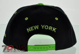 NEW! FLAT BILL SNAPBACK BALL US STATE NEW YORK CAP HAT GREEN BLACK
