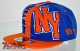 NEW! FLAT BILL SNAPBACK BALL US STATE NEW YORK CAP HAT ORANGE BLUE