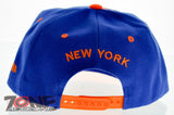 NEW! FLAT BILL SNAPBACK BALL US STATE NEW YORK CAP HAT ORANGE BLUE