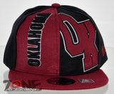 NEW! FLAT BILL SNAPBACK BALL US STATE OKLAHOMA CAP HAT BURGUNDY BLACK
