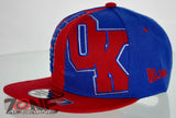NEW! FLAT BILL SNAPBACK BALL US STATE OKLAHOMA CAP HAT RED BLUE