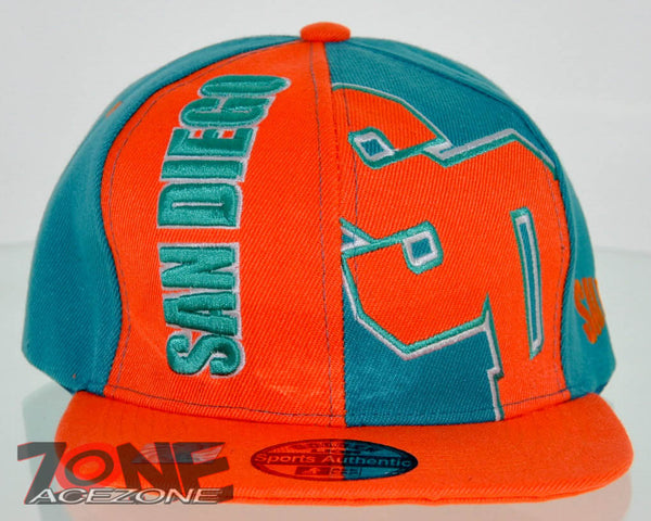 NEW! FLAT BILL SNAPBACK BALL US SAN DIEGO CALIFORNIA CAP HAT ORANGE GREEN