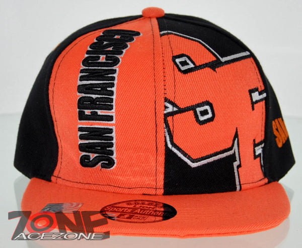 NEW! FLAT BILL SNAPBACK BALL US SAN FRANCISCO CALIFORNIA CAP HAT ORANGE BLACK