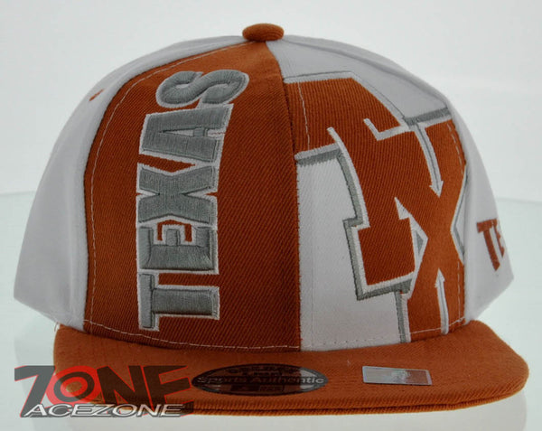 NEW! FLAT BILL SNAPBACK BALL US STATE TEXAS CAP HAT ORANGE WHITE