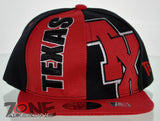 NEW! FLAT BILL SNAPBACK BALL US STATE TEXAS CAP HAT RED BLACK