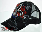 NEW! MESH HOWD FLEUR DE LIS STONE BALL CAP HAT BLACK