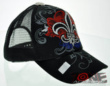 NEW! MESH HOWD FLEUR DE LIS STONE BALL CAP HAT BLACK