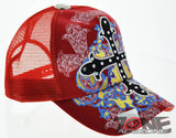 NEW! MESH HOWD CROSS STONE BALL CAP HAT A2 RED WHITE
