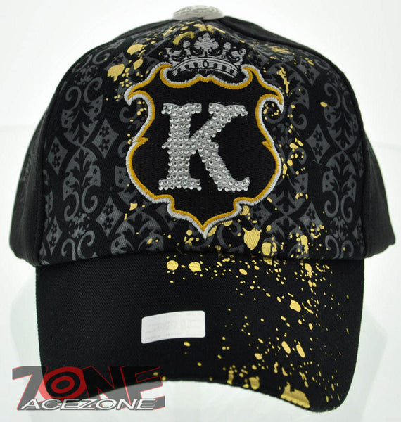 NEW! MESH HOWD K GOLD STONE BALL CAP HAT BLACK