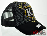 NEW! MESH HOWD K GOLD STONE BALL CAP HAT BLACK