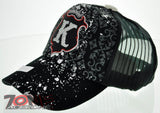NEW! MESH HOWD K SILVER STONE BALL CAP HAT BLACK