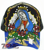 NEW! MESH HOWD MARIA VIRGIN GUADALUPE STONE BALL CAP HAT BLACK