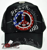 NEW! MESH HOWD PEACE RED BLUE STONE BALL CAP HAT BLACK