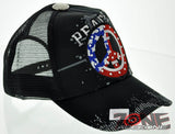 NEW! MESH HOWD PEACE RED BLUE STONE BALL CAP HAT BLACK