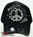 NEW! MESH HOWD PEACE GRAY STONE BALL CAP HAT BLACK