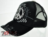 NEW! MESH HOWD PEACE GRAY STONE BALL CAP HAT BLACK