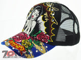 NEW! MESH HOWD LADY ROSE STONE BALL CAP HAT BLACK