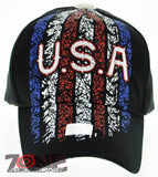 NEW! MESH HOWD U.S.A FLAG USA STONE BALL CAP HAT BLACK