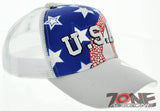 NEW! MESH HOWD U.S.A FLAG USA BALL CAP HAT WHITE