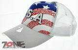 NEW! MESH HOWD U.S.A FLAG USA BALL CAP HAT WHITE